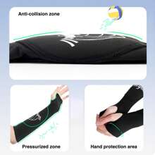 1 paire de chauffe-bras de volley-ball, protège-bras de volley-ball, accessoires de protection du avant-bras pour l'entraînement de volley-ball, protège-bras pour hommes ou femmes, manchon de avant-bras de sport de volley-ball avec support de poignet avec coussinet de protection et pouce