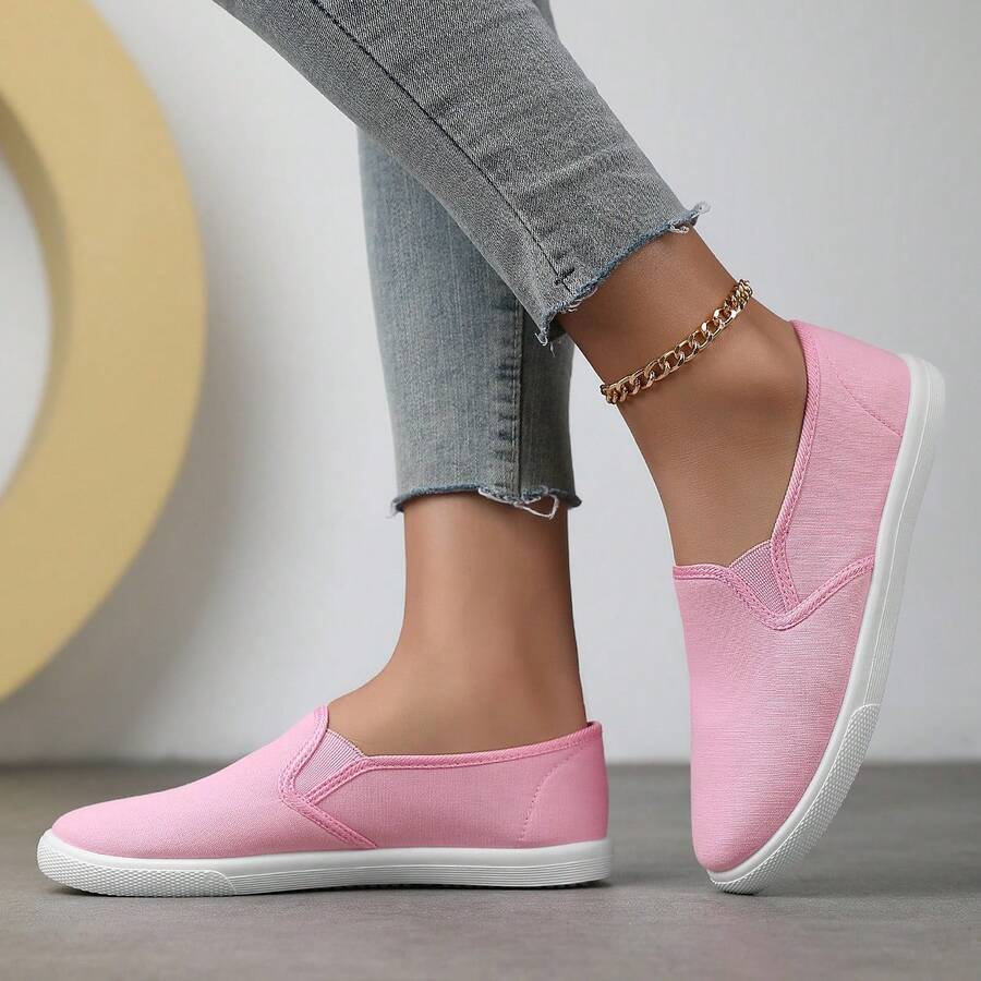 Zapatos de lona de colores para mujer, zapatos casuales tipo slip-on para exteriores, zapatos para caminar en pareja de bajo empeine y ligeros