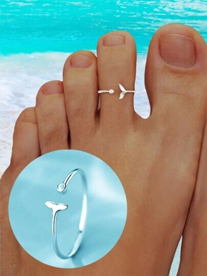 1 st Mermaid Tail & Dolphin Toe Ring, lämplig för kvinnors strandsemester och mors dag present