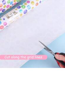 1卷生日禮物包裝紙，43cm X 10M生日禮物包裝紙，完美禮物包裝材料 - 彩色 - 查看 4