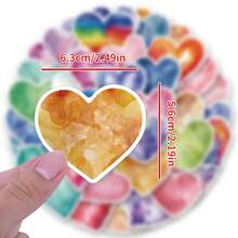 50入組顏色愛心貼紙，適用於剪貼簿，日記，筆記本電腦，汽車，雪板，水壺，手機，卡通，硬帽，汽車貼紙和貼紙 - 彩色 - 查看 2