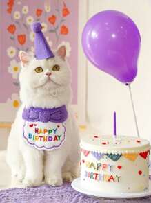 Pet Cat And Dog Cute Birthday Bandana Hat Cartoon Bandana Scarf