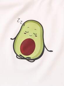 Tween Girl Summer Random Cute Avocado Print Sleeveless Tank Top And Shorts Outfit