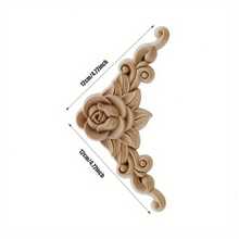 4pcs Wood Carved Flower Appliques - Wood Color - View 8