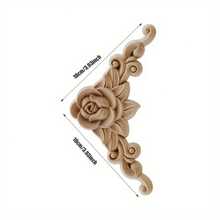 4pcs Wood Carved Flower Appliques - Wood Color - View 7