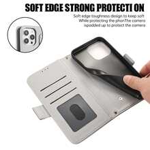 1 个日记本风格的手机壳/卡夹，荔枝皮革保护套，带手带和可调节挂绳，钱包设计，图案时尚，支持支架功能和简约卡槽，翻盖防摔外壳。实用又方便的手机颈带。兼容 iPhone 11/12/13/14/15 Pro ProMax、三星 S22/S23/S24 A52/A53/A54。 - 藍灰色 - 查看 4