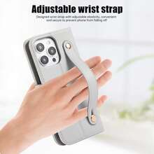 1 个日记本风格的手机壳/卡夹，荔枝皮革保护套，带手带和可调节挂绳，钱包设计，图案时尚，支持支架功能和简约卡槽，翻盖防摔外壳。实用又方便的手机颈带。兼容 iPhone 11/12/13/14/15 Pro ProMax、三星 S22/S23/S24 A52/A53/A54。 - 藍灰色 - 查看 7