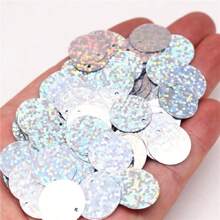 25mm Hologram Laser Duże Cekiny Z 1 Otworem Bocznym PVC Płaskie Okrągłe Luźne Cekiny Paillettes Szycie Rzemiosło DIY Ślub Scrapbooking Biżuteria Wisiorek 20g 120szt