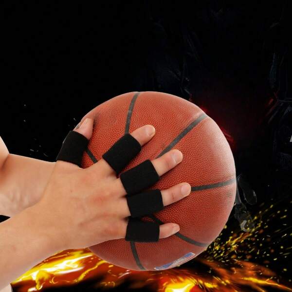 5pcs Basketball Finger Guard Volleyball Finger Joint Support Finger Sleeves With Anti-Slip Extended Wrapping Band For Sports Protection