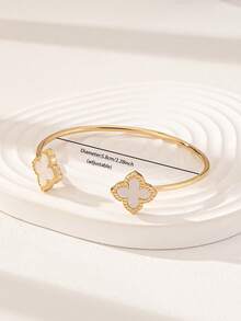 1 Pc Acrylic Clover Cuff Bangle Bracelet For Women