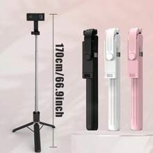 66.9-Inch Bluetooth Three-Pin Selfie Stick, Portable Handheld Travel Selfie Stick For Live Streaming And Photography - Multicolor - View 1