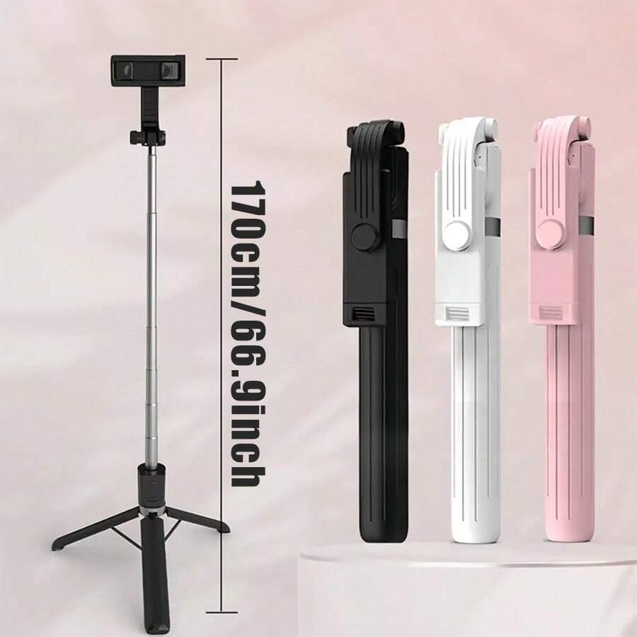 66.9-Inch Bluetooth Three-Pin Selfie Stick, Portable Handheld Travel Selfie Stick For Live Streaming And Photography - Multicolor - View 1