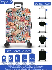 Cubierta protectora de equipaje con estampado personalizado de matasellos, sello postal, sello de equipaje, nombre de ciudad, estilo de hito famoso, proceso de producción mejorado, proceso de fijación elástica general, tela elástica reforzada, lavable, muy adecuada para viajes de negocios, viajes, facturación de equipaje, apta para cajas de 20-28 pulgadas. Bolsa para accesorios escolares