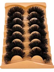 7 Pairs 9D Thick 25mm Long Synthetic Mink Eyelashes, Fluffy & Glamorous Cat Eye Dramatic Lashes For Makeup, Curled DD Volume Look, Reusable Faux Mink False Eyelashes - 濃密款 - 查看 10