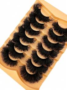 7 Pairs 9D Thick 25mm Long Synthetic Mink Eyelashes, Fluffy & Glamorous Cat Eye Dramatic Lashes For Makeup, Curled DD Volume Look, Reusable Faux Mink False Eyelashes - 濃密款 - 查看 5