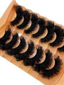 7 Pairs 9D Thick 25mm Long Synthetic Mink Eyelashes, Fluffy & Glamorous Cat Eye Dramatic Lashes For Makeup, Curled DD Volume Look, Reusable Faux Mink False Eyelashes - 濃密款 - 查看 6