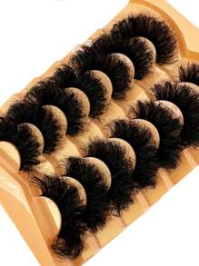 7 Pairs 9D Thick 25mm Long Synthetic Mink Eyelashes, Fluffy & Glamorous Cat Eye Dramatic Lashes For Makeup, Curled DD Volume Look, Reusable Faux Mink False Eyelashes - 濃密款 - 查看 11
