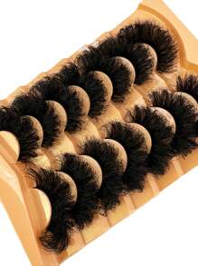 7 Pairs 9D Thick 25mm Long Synthetic Mink Eyelashes, Fluffy & Glamorous Cat Eye Dramatic Lashes For Makeup, Curled DD Volume Look, Reusable Faux Mink False Eyelashes - 濃密款 - 查看 7