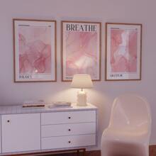 Conjunto de 3 carteles de lienzo abstractos sin marco con mármol dorado y rosa en tonos de rosa, decoración de la habitación rosa, arte de pared impermeable, pintura de arte moderno de regalo para decoración de pared en dormitorio, sala de estar, oficina, comedor, baño, cafetería, bar, decoración de pared del hogar y oficina