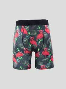 3 件/包 男士印花长款平角内裤 - 彩色 - 查看 3