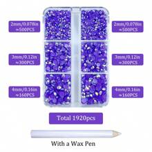1920pcs / 6 Grids Resin Rhinestones Beads With Wax Pen, Multicolors 2mm 3mm 4mm Non-Hot Fix Flatback Round Jelly Resin Rhinestones For Nail Art Decoration, Face Makeup, DIY Jewelry Craft, Making Accessories, Shoes, Clothes, Bags Nail Charms Nail Gems Nail Supplies