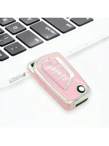 時尚情侶用TPU卡鑰匙套，櫻花粉色，適用於Toyota Levin鑰匙，Corolla，RAV4，CHR，Reiz，Vellfire等車款 - 粉色 - 查看 4