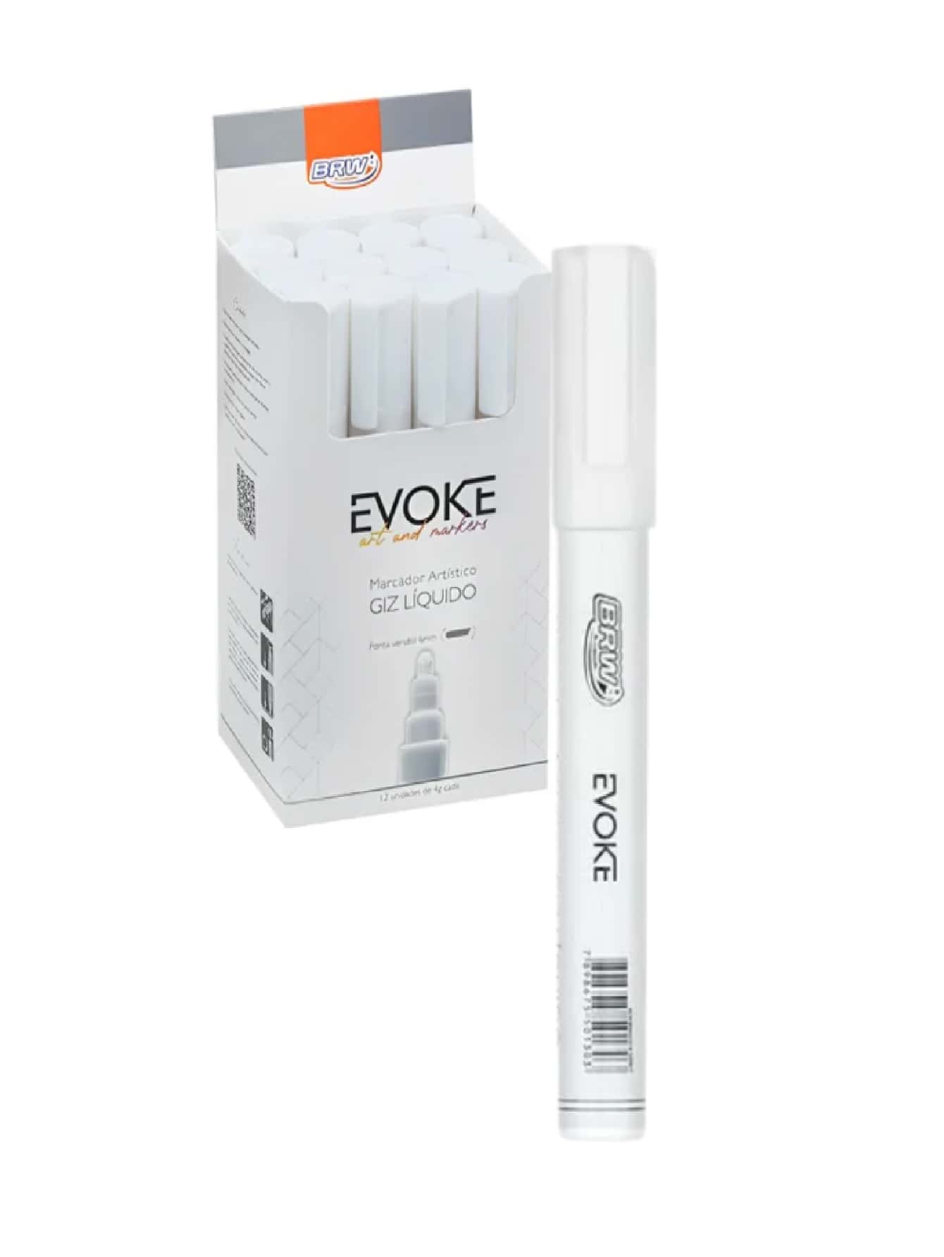 Giz Líquido Evoke Branco 4g Ponta Versátil 6mm Brw P/ Vidro - Branco - Visão 1