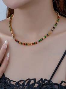 1入復古彩色鋯石項鍊，擁有獨特的甜美涼爽精緻設計 - 彩色方形款 - 查看 6