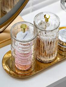 Luxury Covered Makeup Remover Pads Storage Box, Dust-Proof Crystal Container For Cosmetic Puffs - Gold - View 3