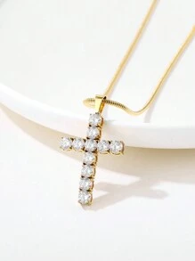 ZG YING ZHOU ZGYZ 1 件时尚不锈钢 316L 金吊坠项链，带 3A 方晶锆石，情侣/婚礼/派对配饰，奢华蛇链吊坠项链