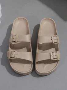 New Fashion Sandals For Women, Versatile Thick Sole Elevated EVA Lightweight Comfortable Soft Sturdy Non-Slip Dual Adjustable Strap Platform Slippers For Dress, Beach, Walking