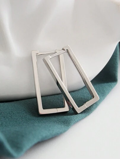 Newsoul 1 Pair Minimalist S925 Sterling Silver Rectangular Geometric Teardrop Earrings, Elegant Jewelry Gift For Women, Girls