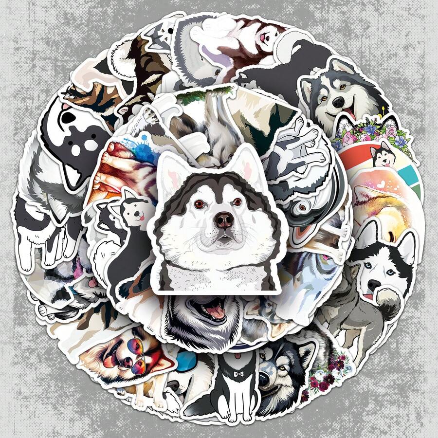 50pcs Alaska Graffiti Stickers, Personalized Cartoon Cute Dogs Decoration, Waterproof Stickers For Computers And Phones - 50 Alaska - 1187 - View 1