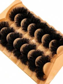 7 Pairs 9D Thick 25mm Long Synthetic Mink Eyelashes, Fluffy & Glamorous Cat Eye Dramatic Lashes For Makeup, Curled DD Volume Look, Reusable Faux Mink False Eyelashes - 濃密款 - 查看 9