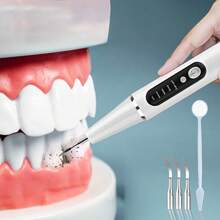 1pc Teeth Cleaner With LED Light, USB Rechargeable Electric Teeth Cleaning Kit, 4 Replaceable Cleaning Heads, 5-Speed Adjustment, Perfect For Keeping Teeth Clean On The Go!