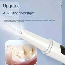 1pc Teeth Cleaner With LED Light, USB Rechargeable Electric Teeth Cleaning Kit, 4 Replaceable Cleaning Heads, 5-Speed Adjustment, Perfect For Keeping Teeth Clean On The Go!