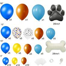 Bộ vòng hoa bóng bay tiệc sinh nhật màu xanh và cam, vòm bóng bay hình xương màu xanh, cam, vàng và trắng, hoàn hảo để trang trí bữa tiệc theo chủ đề màu xanh - Nhiều màu - Xem 2