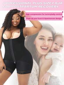 larrycard 1pc Women Plus Size Body Shaper Open Bust Waist Trainer Butt Lifter Postpartum Unitard Shapewear