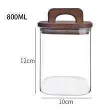 1入組600ml/800ml/1000ml/1500ml方形高硼硅玻璃密封儲物罐，適用於儲存穀物、咖啡豆等食品，廚房、夏日海灘派對、露營、組織整理、房間裝飾、廚房用品 - 透明 - 查看 14