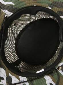 1頂夏季透氣迷彩網眼防曬帽，戶外旅行寬邊防紫外線釣魚帽，適用於男女 - 軍綠色 - 查看 6