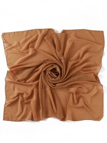 1pc Solid Color Chiffon Muslim Hijab, Square Scarf - Multicolor - View 17