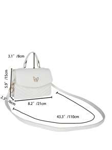 Solid Color Pu Leather Stitching With Bowknot Design Flap Shoulder Crossbody Square Bag, Suitable For Women's Daily Commute, Shopping, Travel, Gathering, Girls Night Out, Festivals, Birthday Gifts And Parties. Valentines, Fashionable Bow Purse For Women