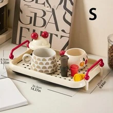 1pc Cup Storage Rack With Drain Tray Double-Layer Desktop Bar Countertop Cup Holder For Coffee, Tea Cups And Cream Cans - White - View 2
