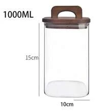 1入組600ml/800ml/1000ml/1500ml方形高硼硅玻璃密封儲物罐，適用於儲存穀物、咖啡豆等食品，廚房、夏日海灘派對、露營、組織整理、房間裝飾、廚房用品 - 透明 - 查看 15