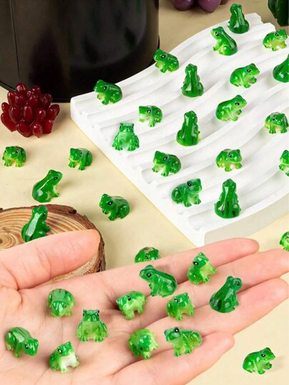 5 piezas/10 piezas Miniaturas de ranas de resina, esculturas en miniatura de ranas verdes, modelos de animales, mini paisaje de musgo de hadas, manualidad de contenedores de vidrio DIY, accesorios de decoración para el hogar, decoraciones para fiestas.