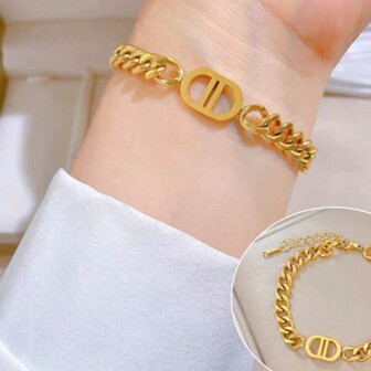 1pc Titanium Steel Chain Bracelet Or Necklace, Minimalist Non-Fading Versatile Accessories For Couples Or Friends