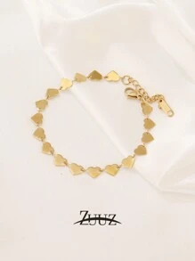 1pc Stainless Steel Peach Blossom Heart Chain Bracelets For Women Simple Love Chain Bracelet Jewelry Gifts Valentines,Mom,Mother,Mother's Day,Gift - Bracelet - View 9