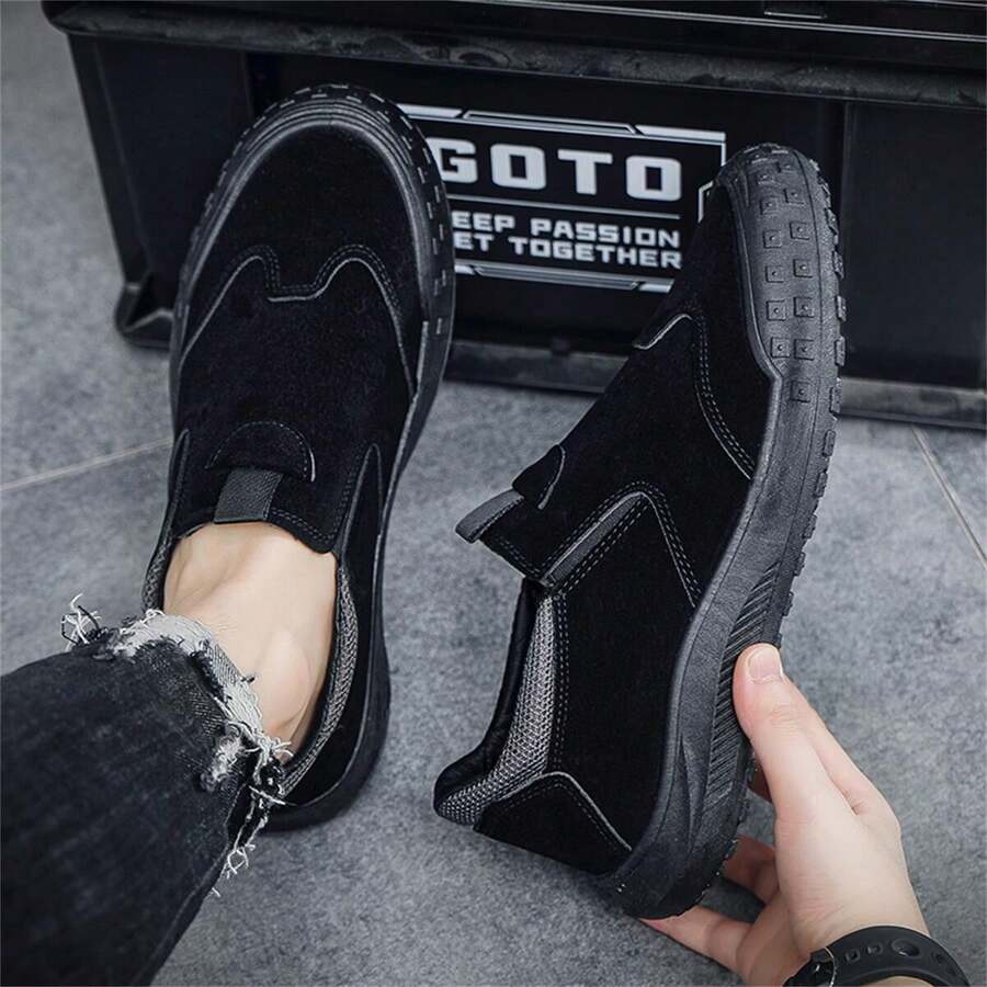 Botas de hombre de moda, botas impermeables, zapatos de trabajo informales. - Negro - Ver 1