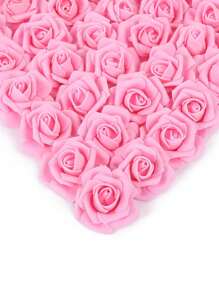 200入組人造玫瑰花頭，1.97英寸去莖人造玫瑰花頭，適用於手工藝品、仿真玫瑰頭、婚禮派對裝飾等DIY工藝 - 粉色 - 查看 2