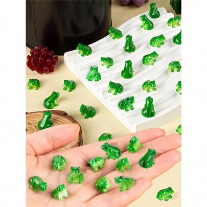 5 piezas/10 piezas Miniaturas de ranas de resina, esculturas en miniatura de ranas verdes, modelos de animales, mini paisaje de musgo de hadas, manualidad de contenedores de vidrio DIY, accesorios de decoración para el hogar, decoraciones para fiestas.